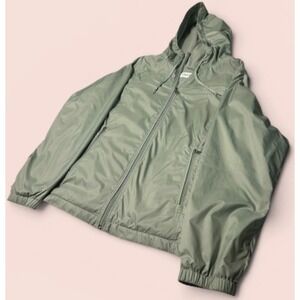 Calvin Klein Women's Hooded Windbreaker Jacket Green Full Zipper Size Large